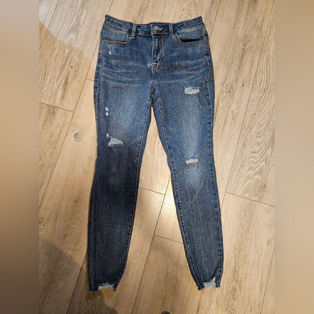 Maurices High-Rise Skinny Distressed Blue Jeans Women's M-REG